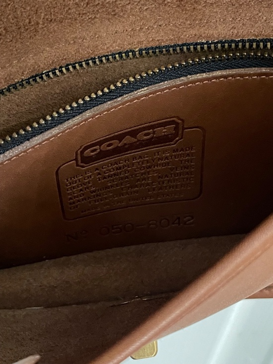 Vintage Coach Dinky Bag Brown Leather Crossbody Original Hang Tag - Picture 13 of 16